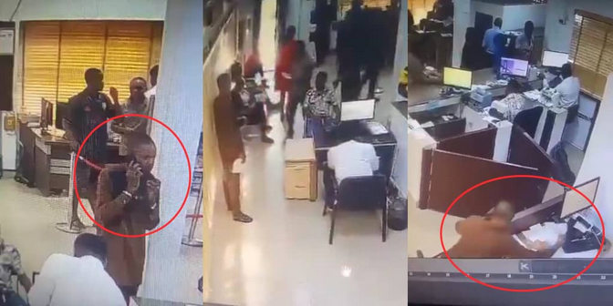 CCTV captures man stealing staff phone at Sterling Bank branch in Anambra