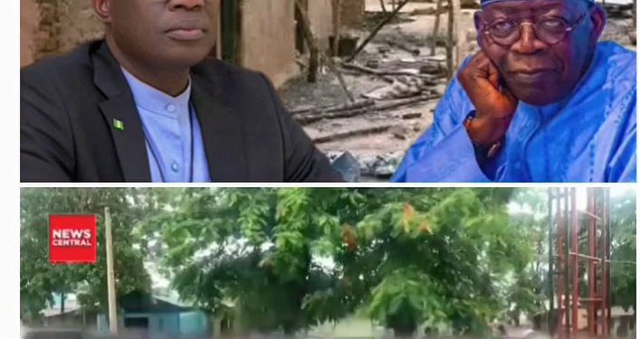 School kids line up in the streets while it rained to welcome President Bola Tinubu during his condolence visit to Benue (video)