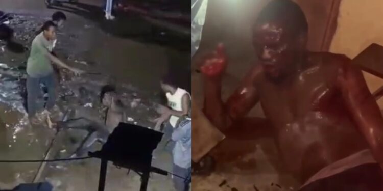 Unizik students administer mob justice on an armed robber caught with a gun trying to steal from student’s lodge (video)
