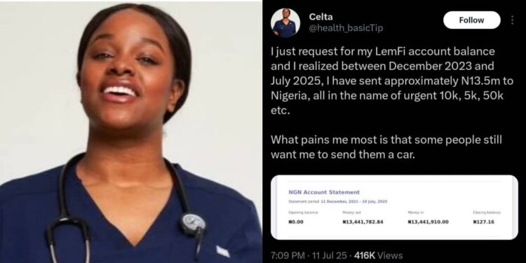 Abroad-based Nigerian shocked after finding out she sent ₦13.4m to Nigeria in 19 months