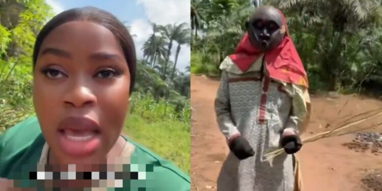 Lady cries out as masquerade confronts her, begs for her number