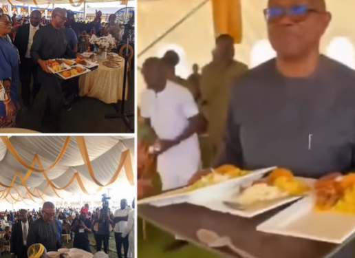 Peter Obi spotted serving food to guests at an event (video)