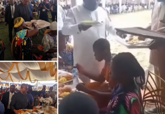 Video of serving senator also sharing food at same event Peter Obi was caught on camera serving food to guests