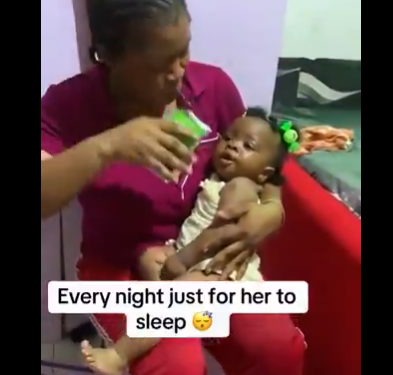Nigerian police reacts to trending video of woman giving her child alcohol so she can sleep better at night (video)