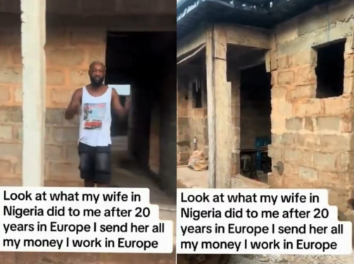 Man meets uncompleted building after 20 years of sending wife money for house project