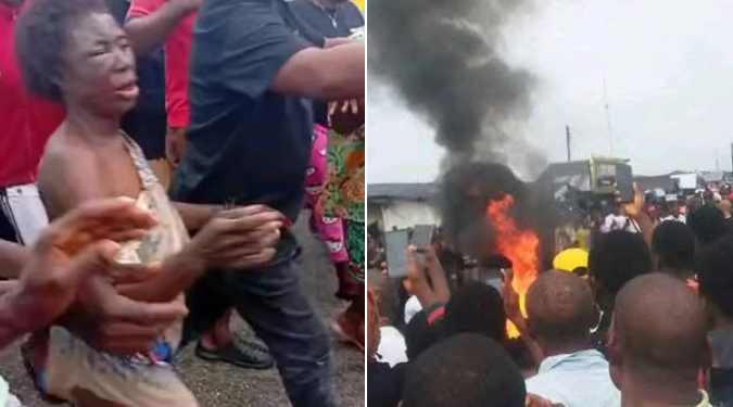 Mob burns woman to death after accusing her of kidnapping 7-year-old boy in Delta community (video)