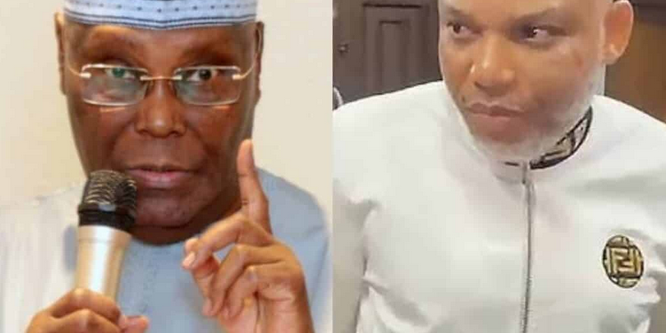 Atiku urges Tinubu, FG to release Nnamdi Kanu immediately