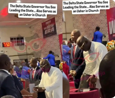 Delta Governor Sheriff Oborevwori serves as church usher in viral video
