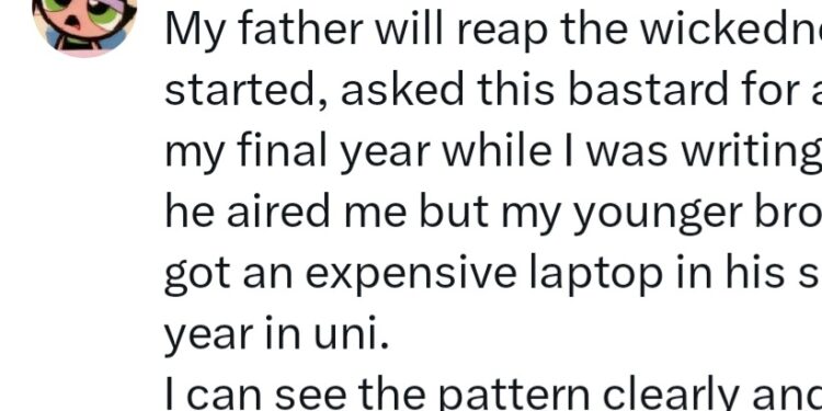 Woman calls her dad a “bastard” for treating her differently from her younger brother