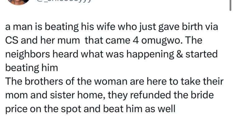 Siblings storm home of their sister who just gave birth through cesarean to pack her things after her husband allegedly beat her and their mum