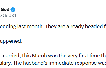 One month marriage heads for divorce after wife refused to surrender all her salary to her husband