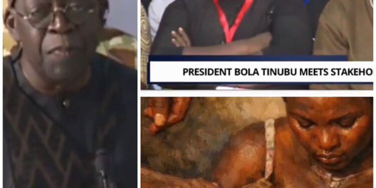 President Tinubu visits Plateau state, meets mother in viral video holding dead son (video)