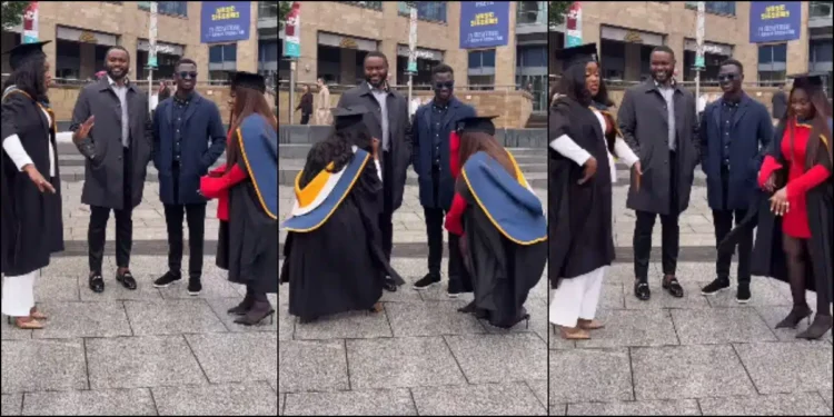 Adorable moment wives hail their husbands for sponsoring their UK master’s degrees