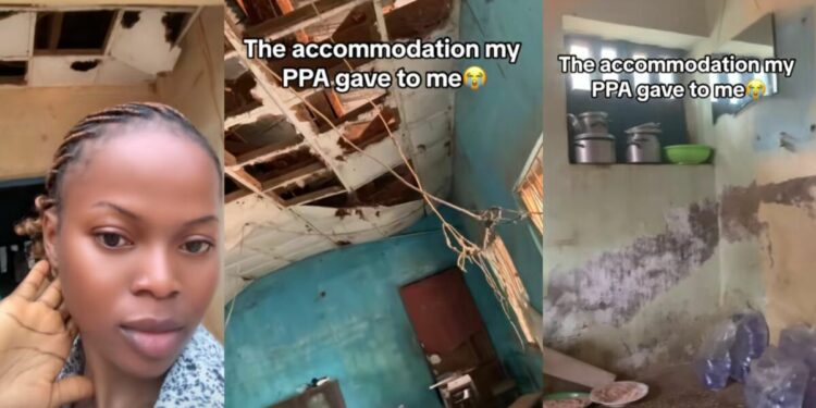 Corper flaunts dilapidated house her PPA offered her as accommodation