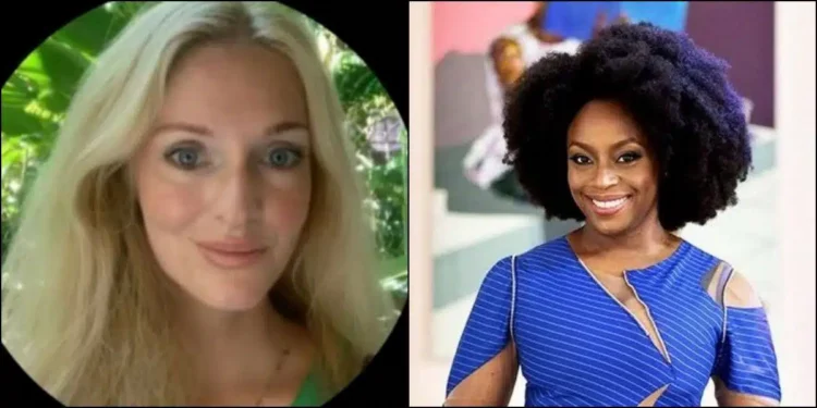 Drama as Caucasian lady accuses Chimamanda of of having twins via surrogacy