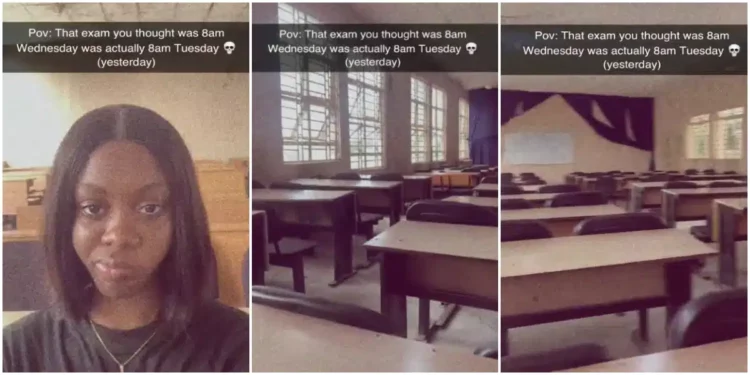Final year student devastated as she arrives at exam hall, only to find out her paper was written the previous day