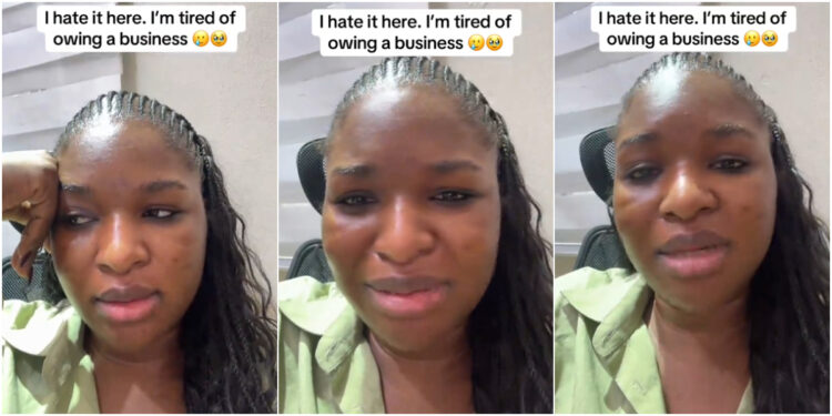 “I’m tired of owning a business” – Woman breaks down in tears as employee quits without notice