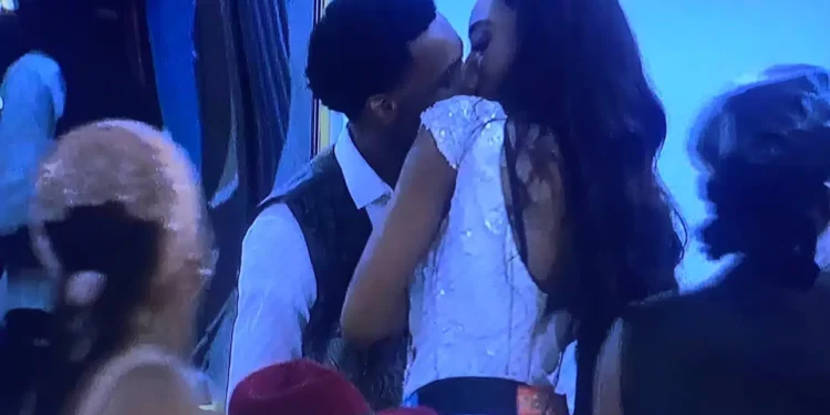 BBNaija S9: Moment Topher and Anita share their first kiss