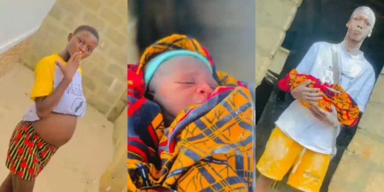 Reactions as young girl welcomes baby with boyfriend