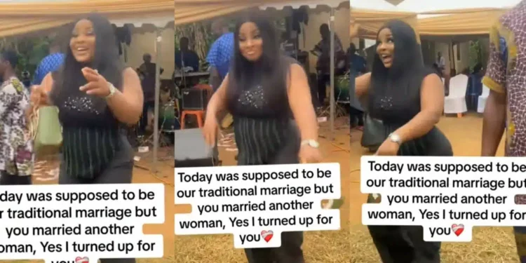 Lady dances away her sorrow as she storms ex-boyfriend’s traditional wedding, video stirs emotions