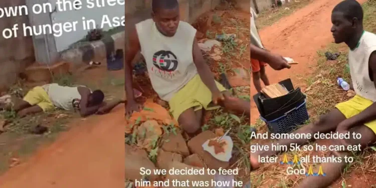 Nigerian shoemaker collapses due to hunger (Video)