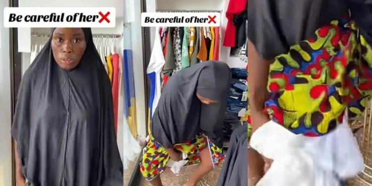 Man exposes how a woman in hijab stole from his store, hiding items between her legs (video)