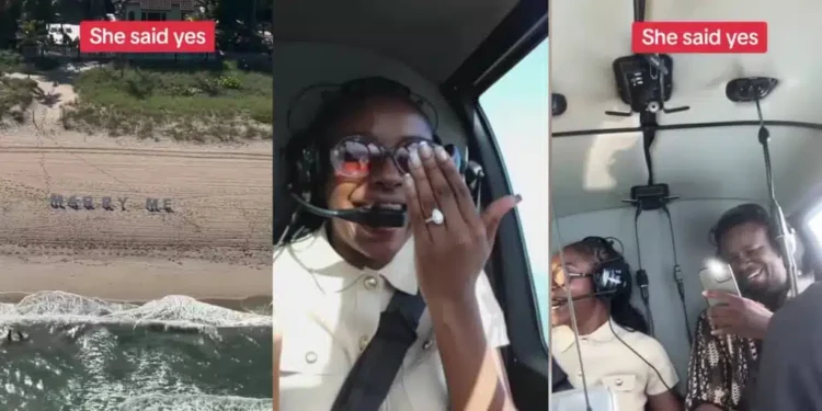 Man proposes to girlfriend mid-air on helicopter ride (video)
