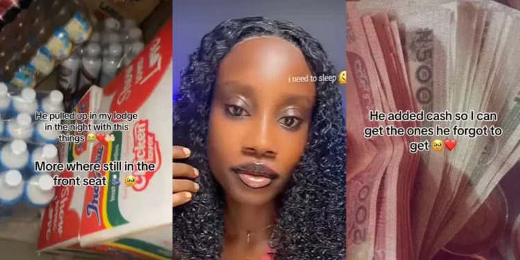 Student flaunts groceries and cash from boyfriend to ease exam stress