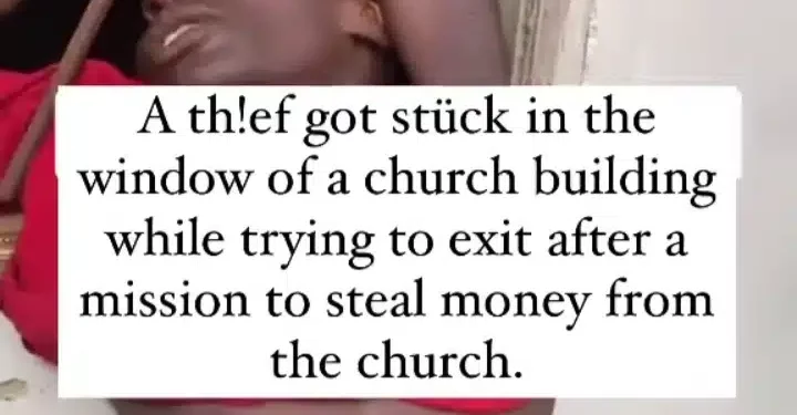 Thief stuck in a window in an attempt to steal church offertory (video)