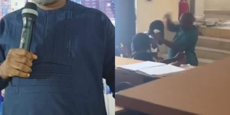 BSU lecturer called out for assaulting young man who entered his class while he was teaching (video)