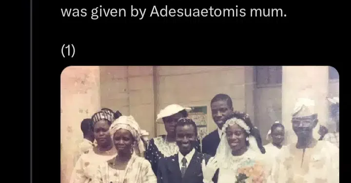 Man surprised as he discovers Adesua Etomi-wellington served as little bride at his parents’ wedding