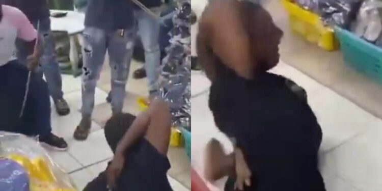 Outrage as woman is flogged mercilessly by multiple men in a boutique (video)