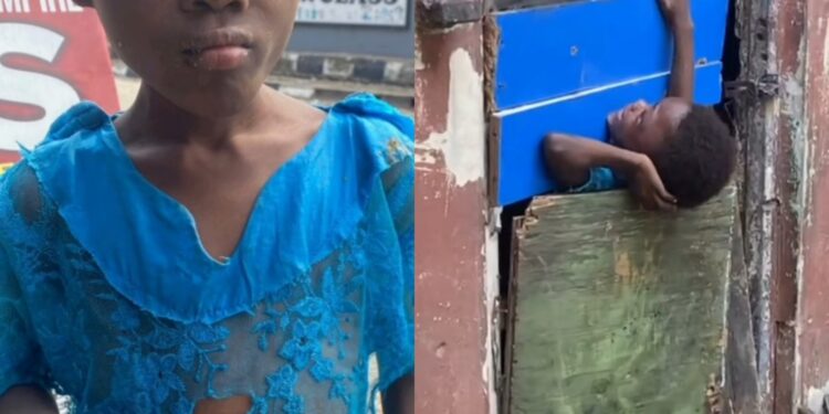 Child allegedly bound by father in uncomfortable position sparks concern in Warri (video)