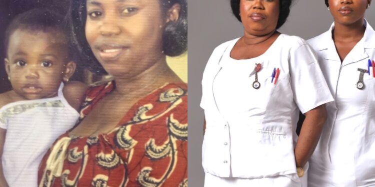 Nurse shares then and now photos of her with her mum as they twin in their nurse uniforms