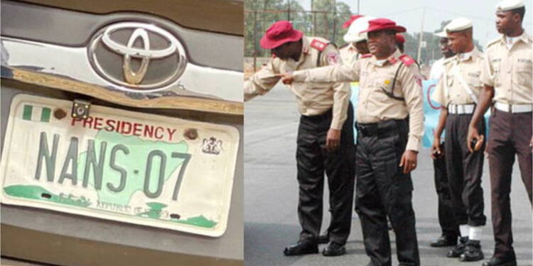 Most fake number plates used for crime bear presidency, NANS tag s — FRSC
