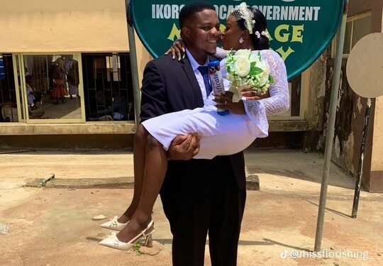 Lady Marries A Mathematician She Begged To Come And Marry Her (Photos)