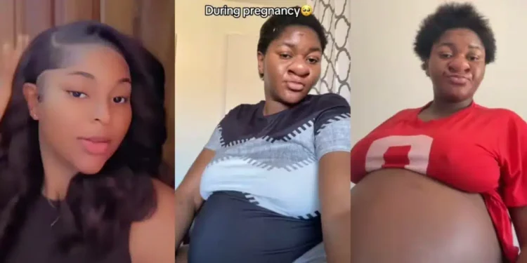 Lady causes stir with her pregnancy transformation video