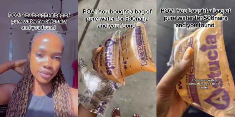 Lady discovers shocking contents in ₦500 pure water, speaks about suing company