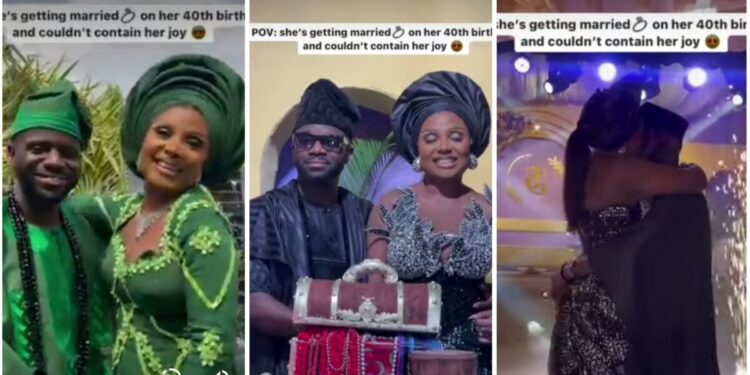 Lady marks 40th birthday with elaborate wedding