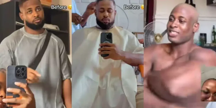 Lady shocked as she sees boyfriend’s new look after he shaved his hair and beard