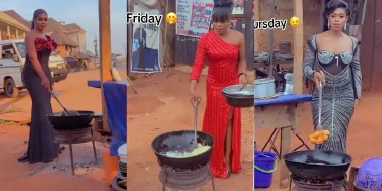 Lady shows off outfits she wears to her ‘akara office’