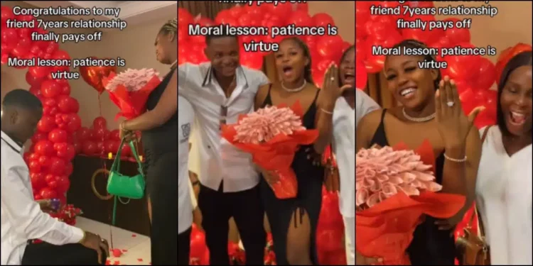 Lady’s patience finally pays off as boyfriend proposes after 7 years of dating