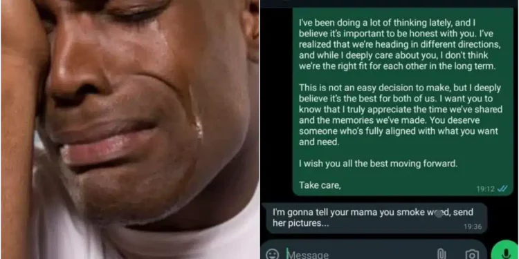Man attempts breakup, girlfriend vows to expose his ‘wayward lifestyle’ to mother