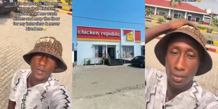 Man claims Chicken Republic made him wash plates and mop floor for interview
