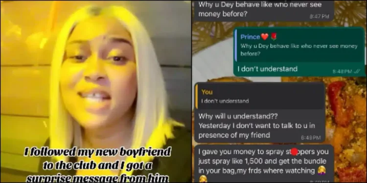 Man confronts girlfriend after giving her cash to spray at club only for her to hide it in her bag