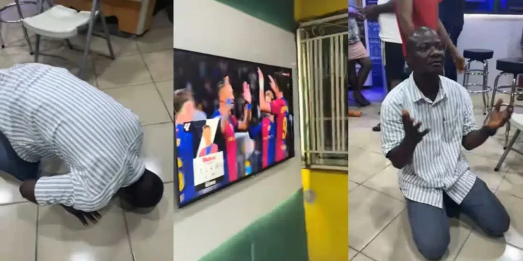 Man goes viral, prays after winning ₦10 million bet on Barcelona’s win over Real Madrid