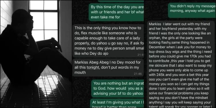 Man shares chat with lady who dumped him over refusal to do yahoo