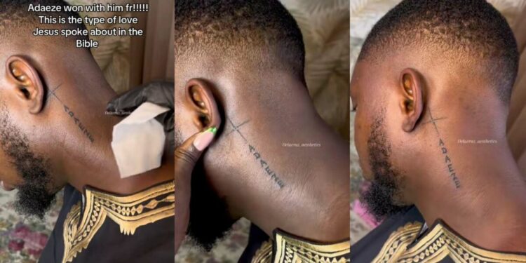 Man tattoos his woman’s name ‘Adaeze’ on his neck