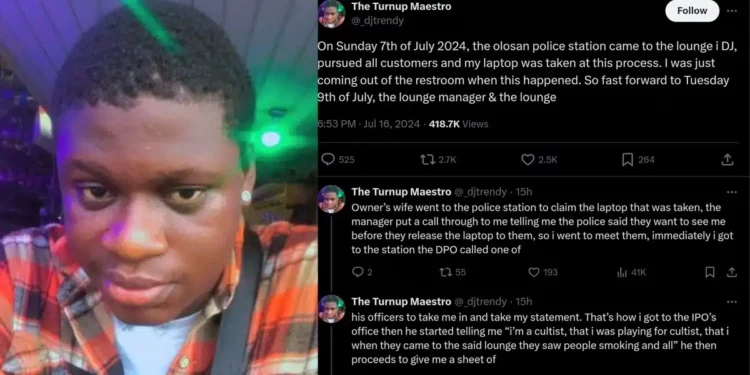 Nigerian DJ’s laptop retrieval turns into nightmare as police falsely accuse him of cultism, jail him at Kirikiri