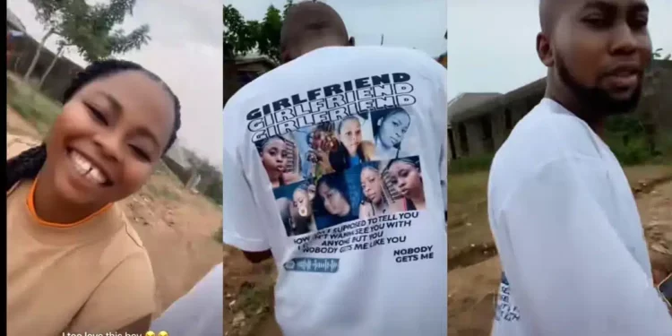 Nigerian lady prints her face on boyfriend’s top, takes love to next level